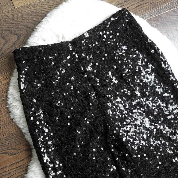 Anthropologie X Hutch Sequin Feather Trim Flare Pants - Picture 7 of 14